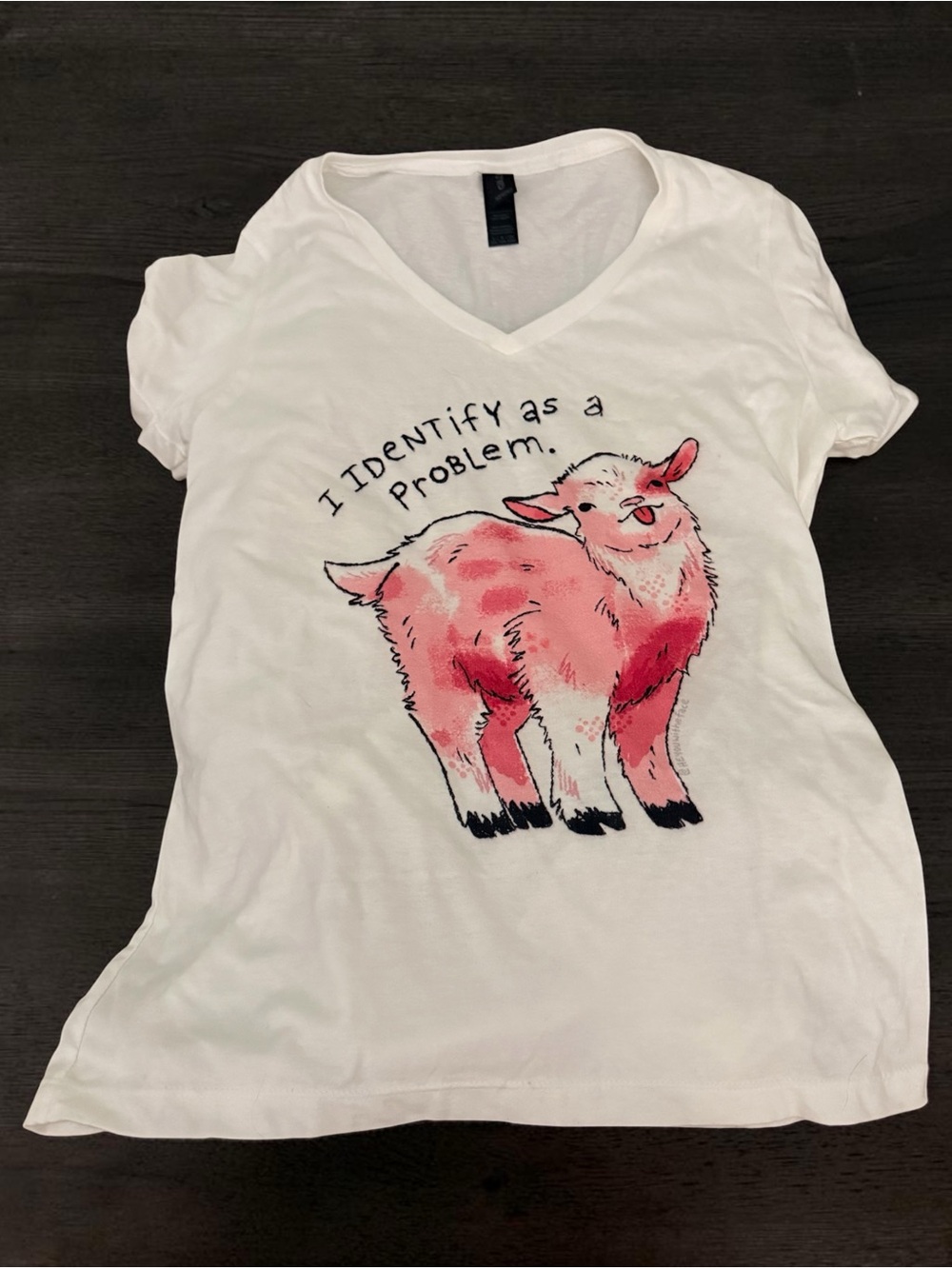 FUNNY GOAT I IDENTIFY AS A PROBLEM NOVELTY GILDAN SOFTSTYLE TEE SIZE SMALL